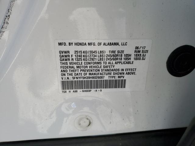 5FNYF5H39HB026087 2017 Honda Pilot Ex