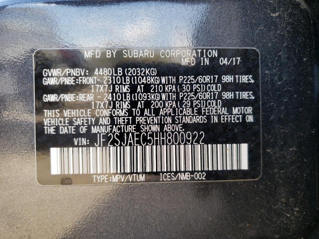 JF2SJAEC5HH800922 Subaru Forester 2.5i Premium