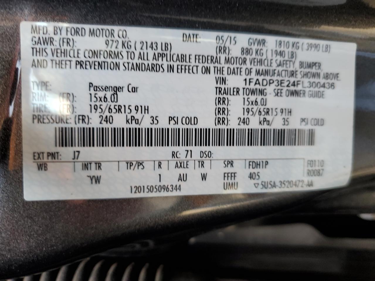 1FADP3E24FL300436 2015 Ford Focus S 1FADP3E24FL300436 2015 Ford Focus S
