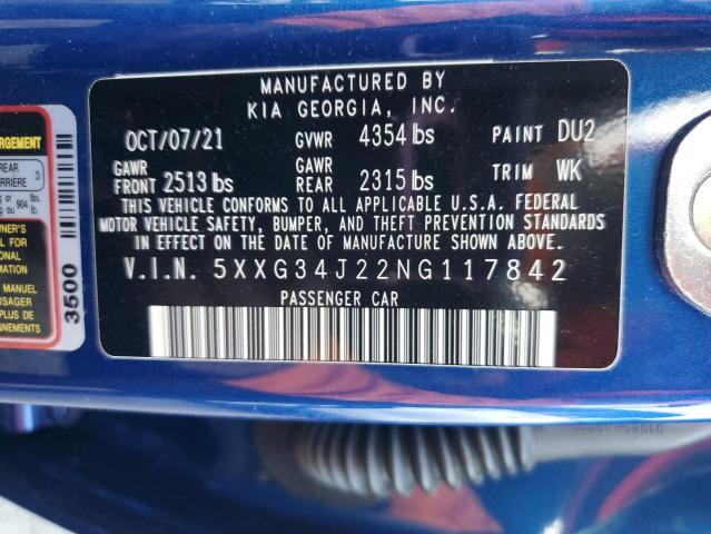 5XXG34J22NG117842 KIA K5 EX