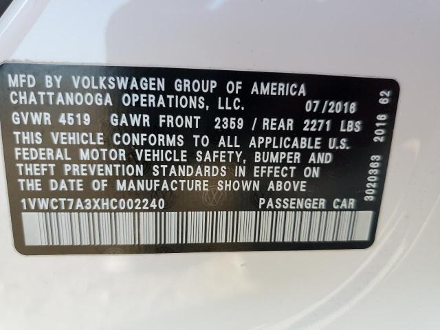 2017 VOLKSWAGEN PASSAT SEL - 1VWCT7A3XHC002240