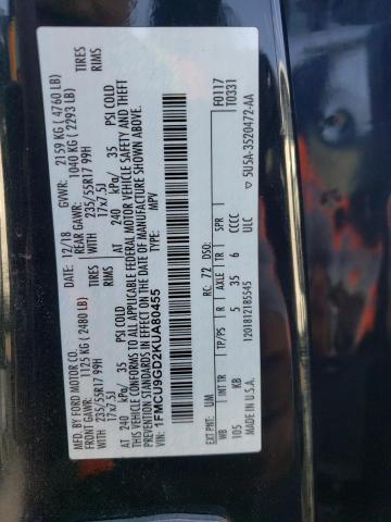 1FMCU9GD2KUA80455 Ford ESCAPE SE