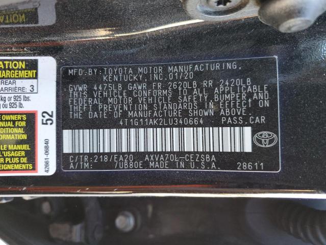 4T1G11AK2LU340664 | 2020 TOYOTA CAMRY SE