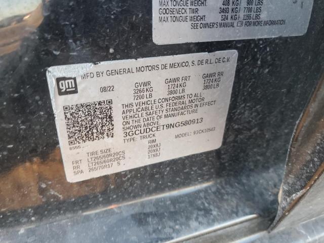 2022 CHEVROLET SILVERADO - 3GCUDCET9NG580913