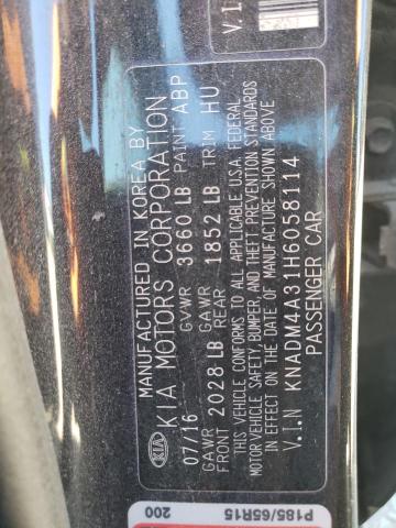 KNADM4A31H6058114 KIA RIO LX