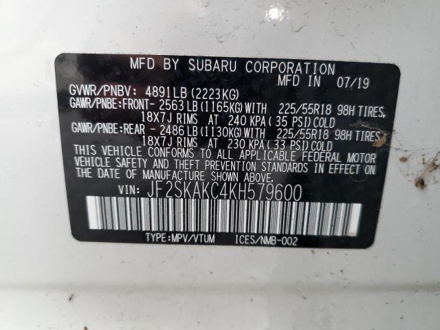 JF2SKAKC4KH579600 Subaru Forester Sport