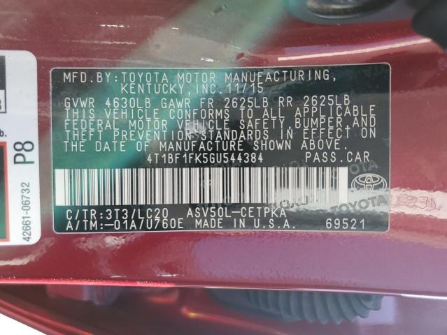 2016 TOYOTA CAMRY LE X 4T1BF1FK5GU544384