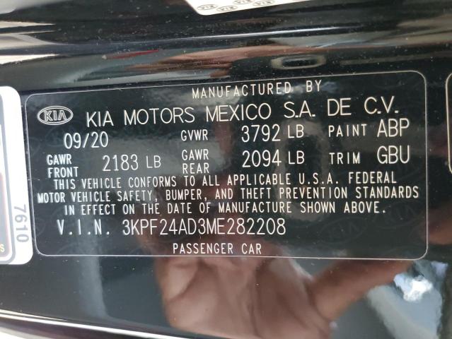 3KPF24AD3ME282208 | 2021 KIA FORTE FE