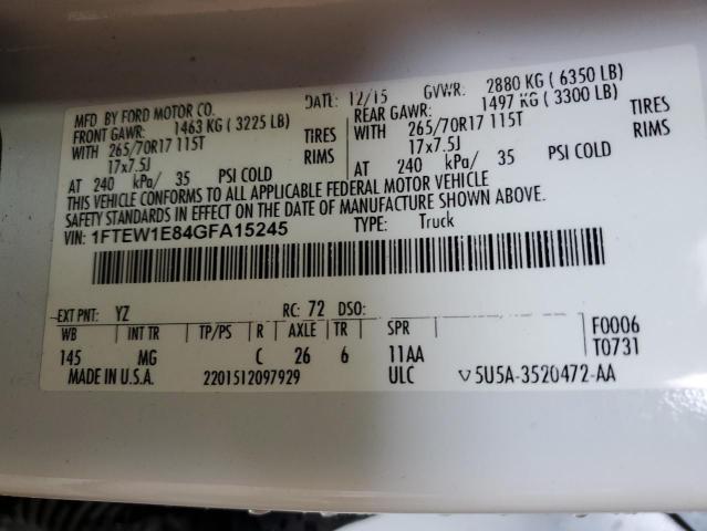 1FTEW1E84GFA15245 Ford F150 Supercrew