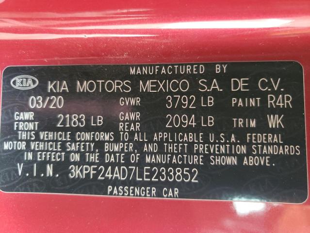 3KPF24AD7LE233852 KIA FORTE FE