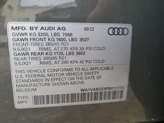 WA1VABGE8PB011773 | 2023 AUDI E-TRON CHR