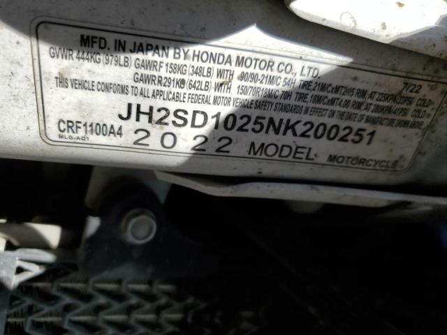 2022 HONDA CRF1100 A4 JH2SD1025NK200251