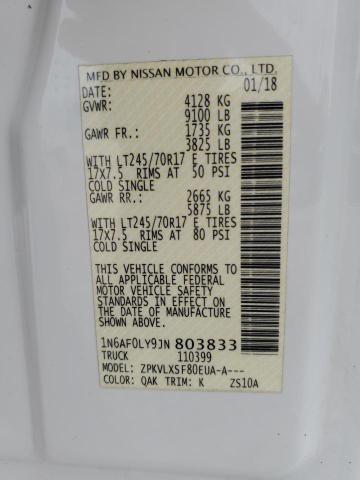 1N6AF0LY9JN803833 Nissan NV 2500 S