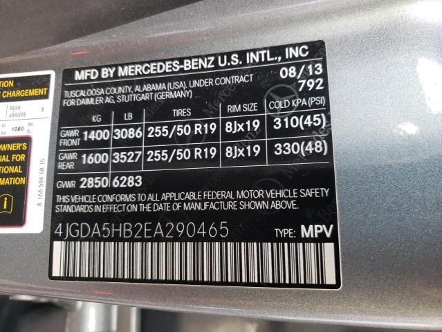 4JGDA5HB2EA290465 Mercedes-Benz Ml 350 4matic