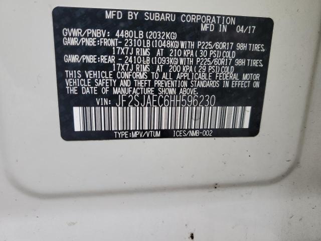 2017 SUBARU FORESTER 2 - JF2SJAEC6HH596230
