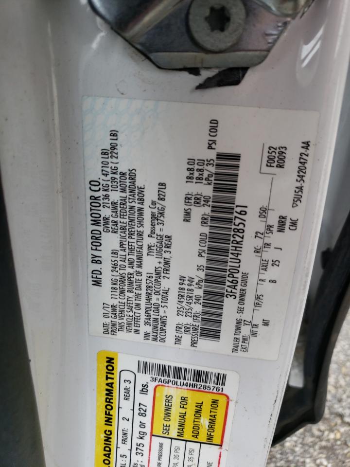 3FA6P0LU4HR285761 2017 Ford Fusion Se Hybrid