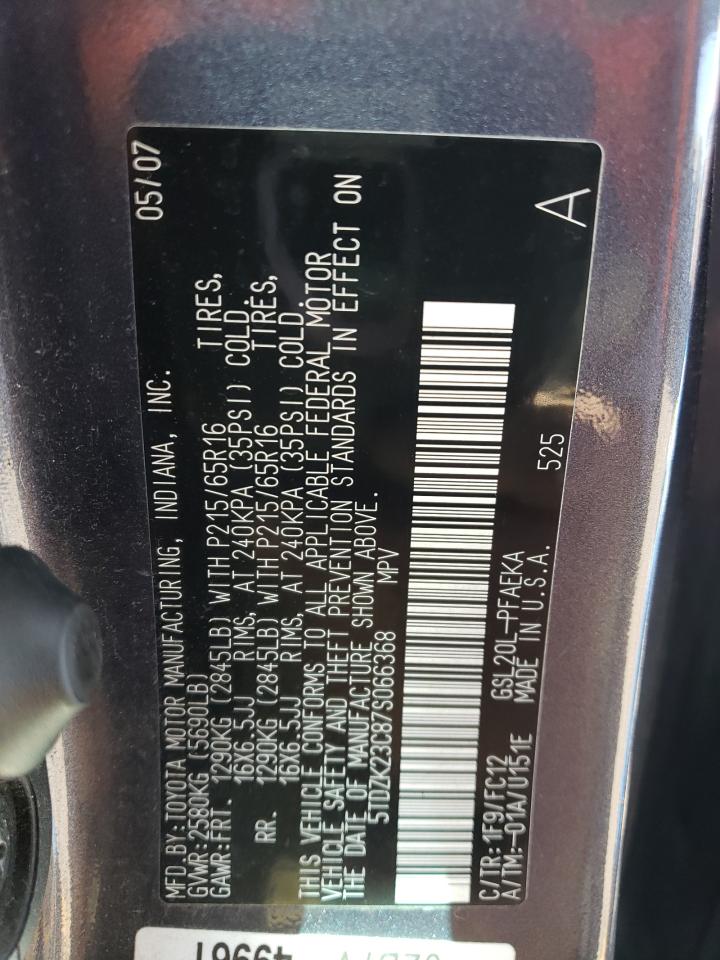 5TDZK23C87S066368 2007 Toyota Sienna Ce