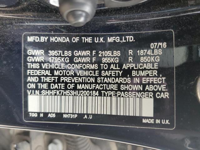 2017 HONDA CIVIC EX - SHHFK7H53HU200184