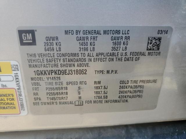 1GKKVPKD9EJ318062 GMC ACADIA SLE