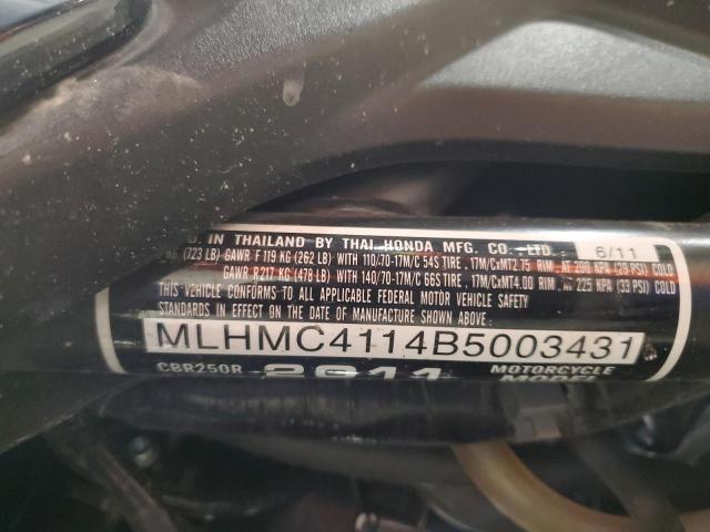 2011 HONDA CBR250 R MLHMC4114B5003431