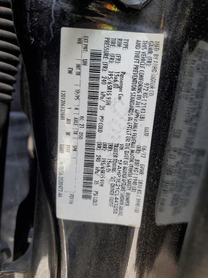 1FAHP3E21CL443258 2012 Ford Focus S 1FAHP3E21CL443258 2012 Ford Focus S