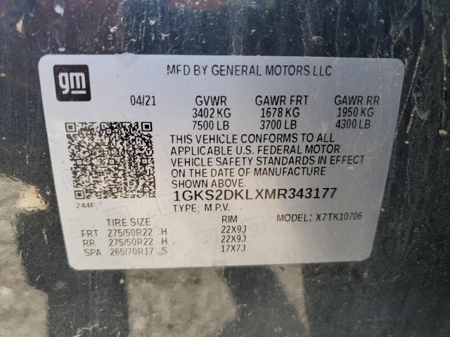 VIN 1GKS2DKLXMR343177 2021 GMC YUKON no.13