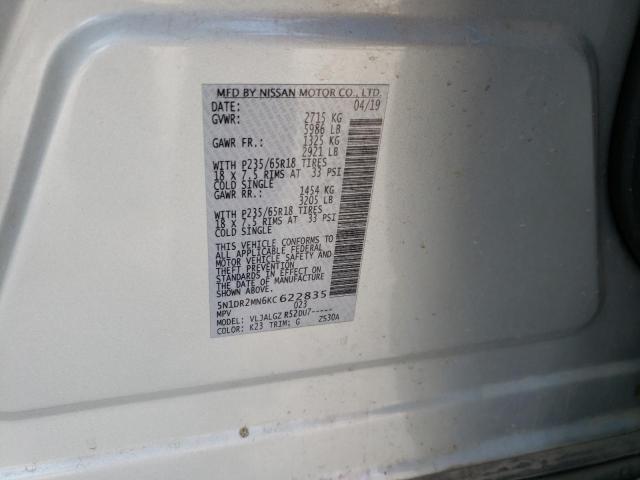 5N1DR2MN6KC622835 Nissan Pathfinder S