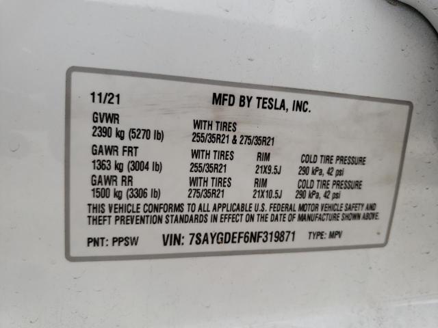 7SAYGDEF6NF319871 Tesla Model Y  10