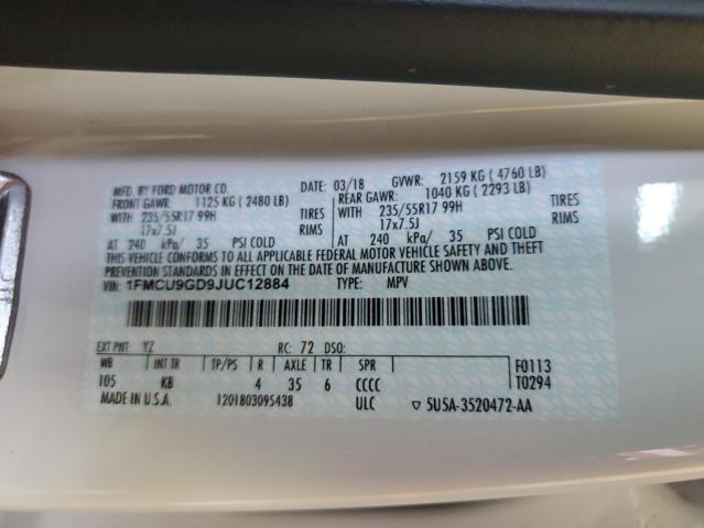 1FMCU9GD9JUC12884 Ford ESCAPE SE