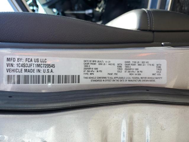 2021 DODGE DURANGO PU 1C4SDJFT1MC720545