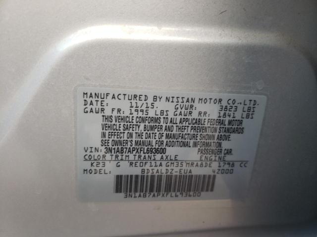 3N1AB7APXFL693600 | 2015 NISSAN SENTRA S