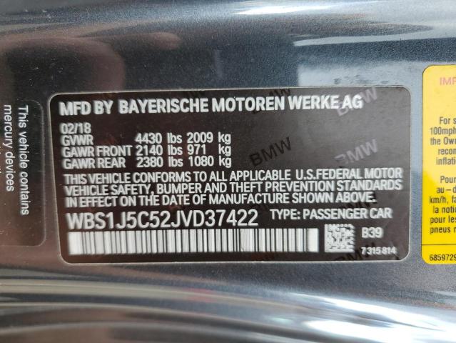 VIN WBS1J5C52JVD37422 2018 BMW M2 no.12