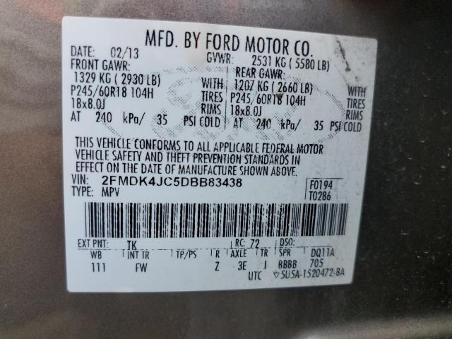 2FMDK4JC5DBB83438 | 2013 Ford edge sel