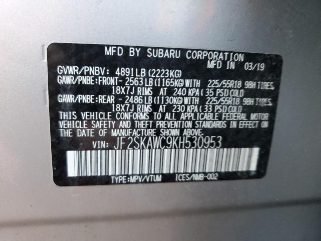 JF2SKAWC9KH530953 Subaru Forester Touring