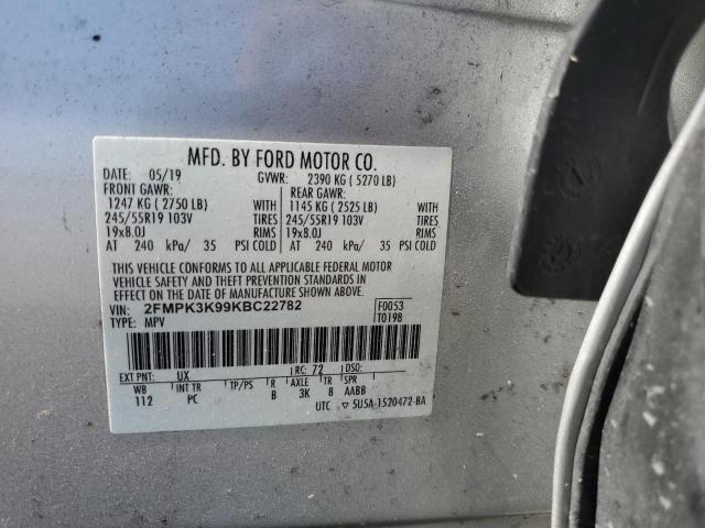 2FMPK3K99KBC22782 2019 FORD EDGE, photo no. 12