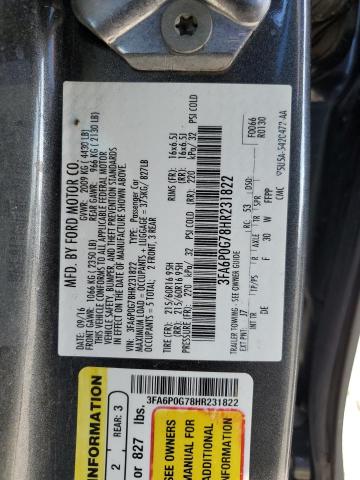3FA6P0G78HR231822 Ford FUSION S