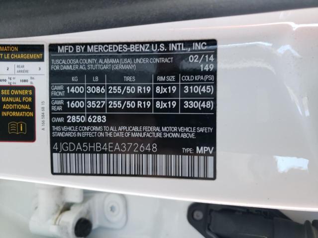 VIN 4JGDA5HB4EA372648 2014 Mercedes-Benz ML-Class, ... no.12