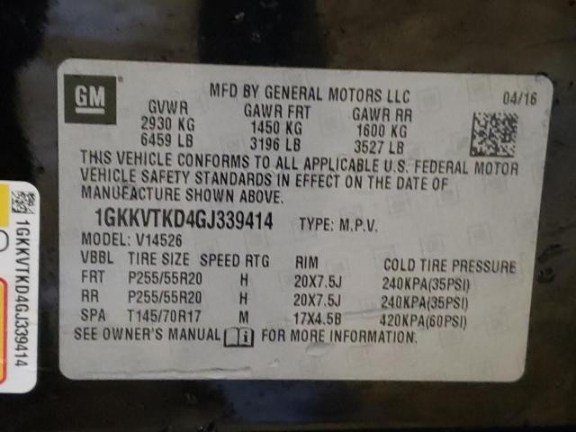 1GKKVTKD4GJ339414 GMC Acadia Denali