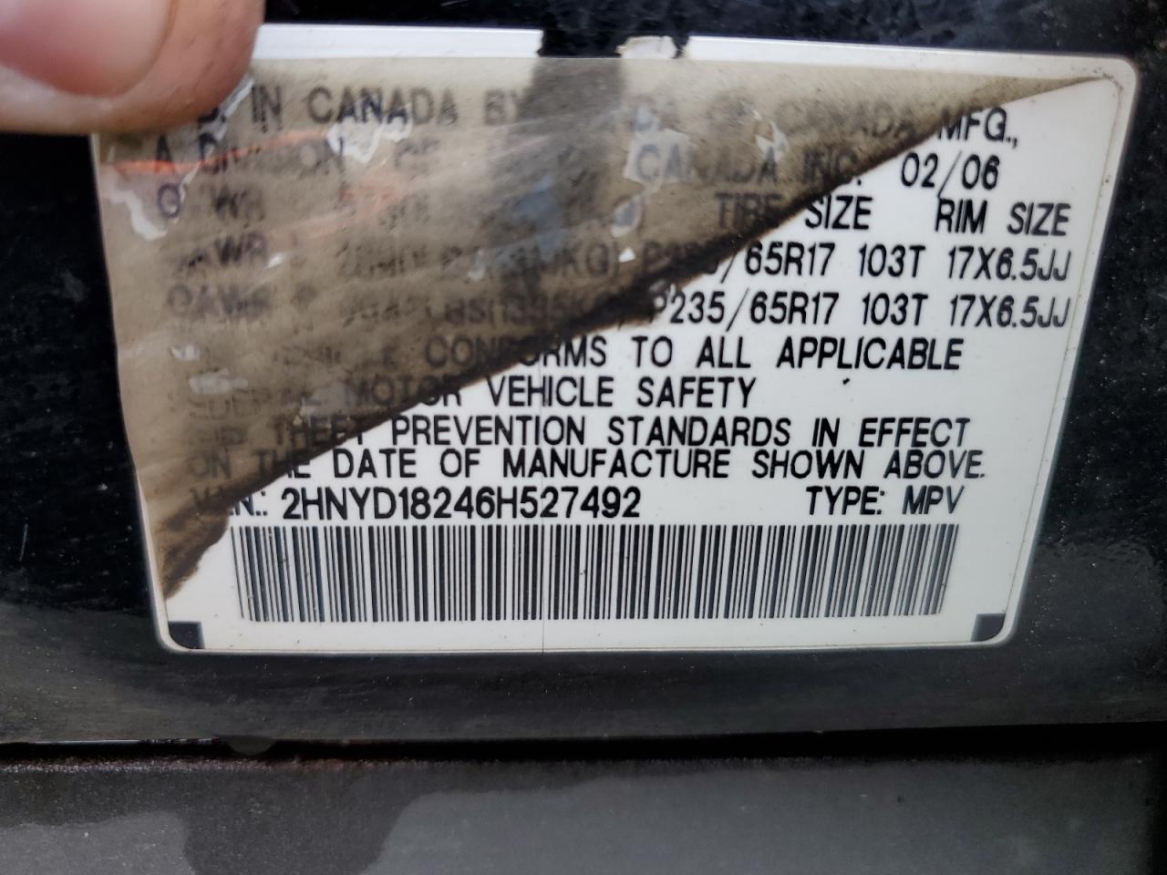 2HNYD18246H527492 2006 Acura Mdx