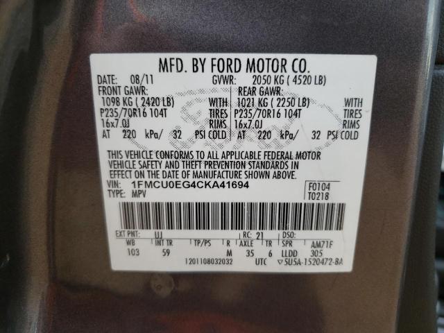 1FMCU0EG4CKA41694 2012 Ford Escape Limited