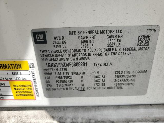 1GKKVTKD4FJ308291 GMC Acadia Denali