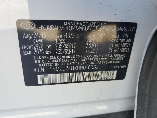 5NMZU3LBXHH010332 Hyundai SANTA FE SPORT