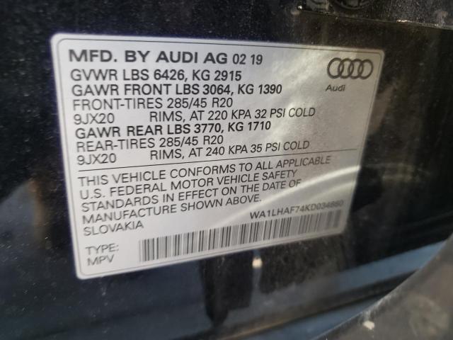 VIN WA1LHAF74KD034660 2019 Audi Q7, Premium Plus no.12