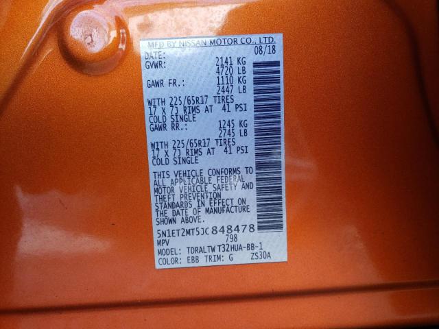 5N1ET2MT5JC848478 Nissan Rogue Sv Hybrid