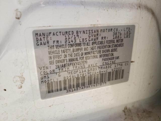 3N1AB7APXKY457879 Nissan SENTRA S