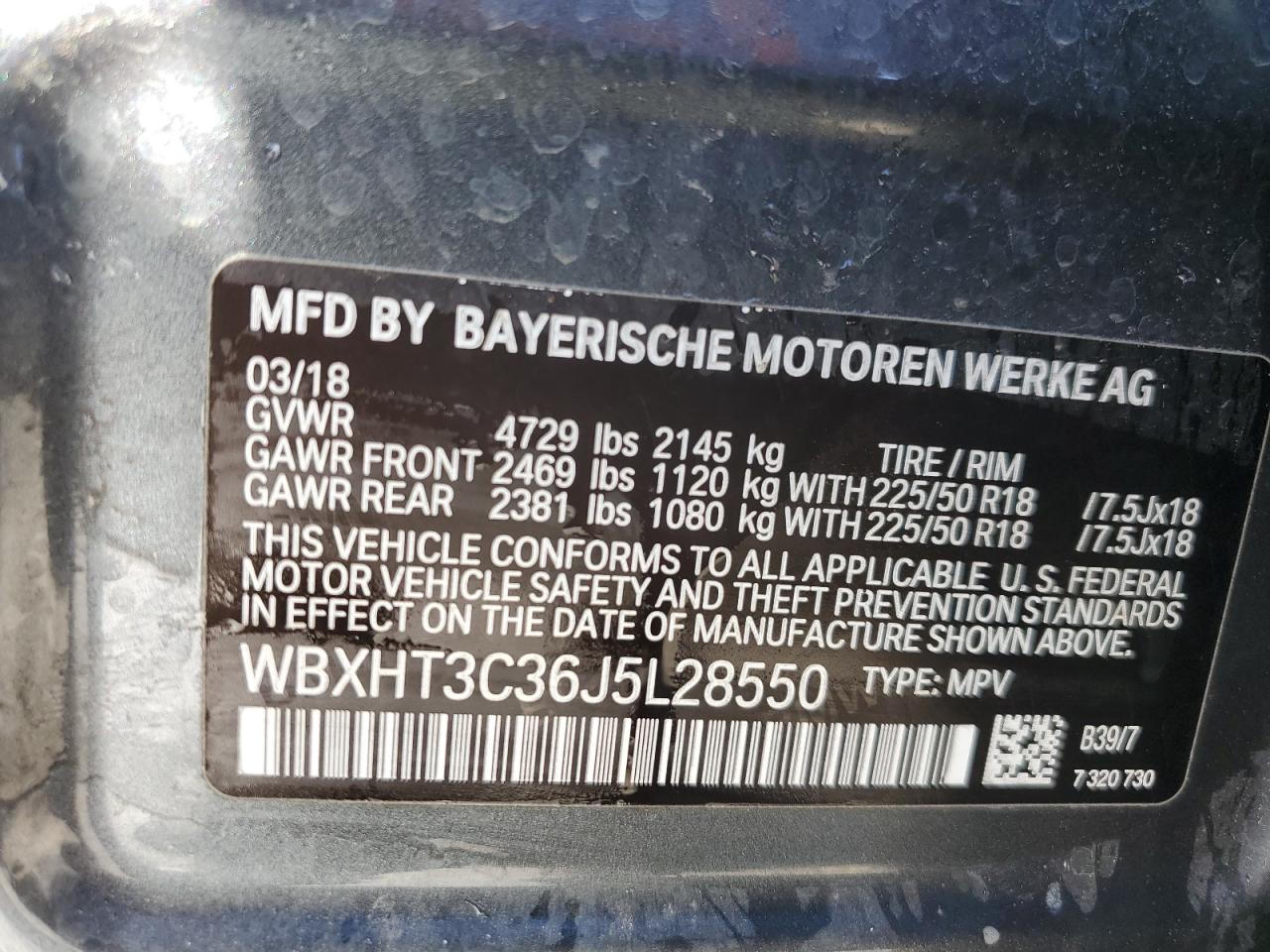 WBXHT3C36J5L28550 2018 BMW X1 xDrive28I