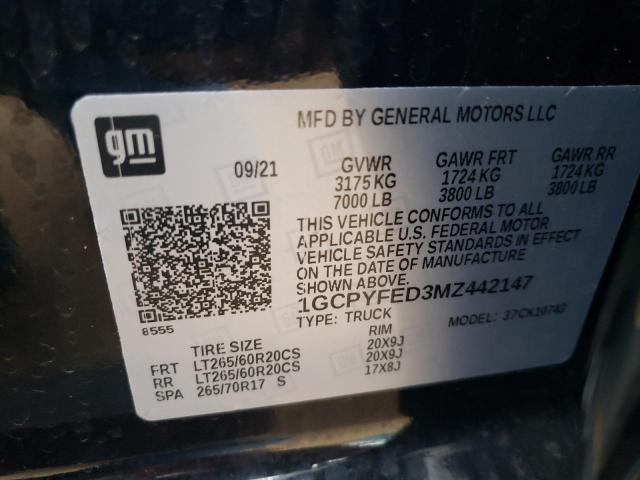 1GCPYFED3MZ442147 | 2021 CHEVROLET SILVERADO