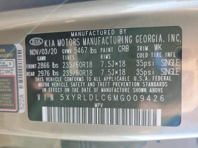 5XYRLDLC6MG009426 KIA SORENTO S