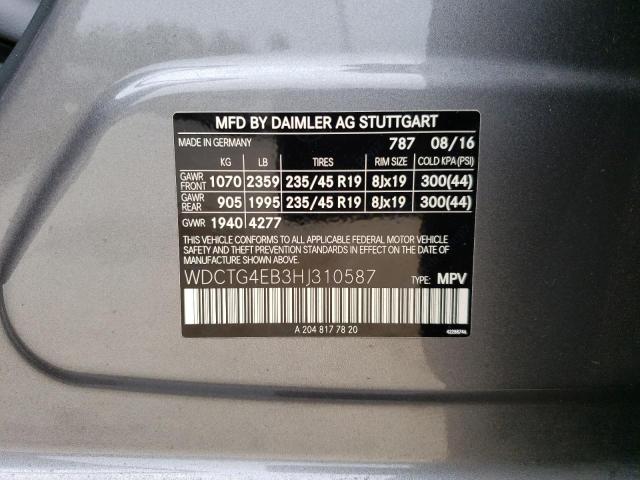 WDCTG4EB3HJ310587 Mercedes-Benz GLA 250