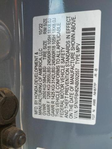 2022 HONDA PILOT TRAI 5FNYF6H82NB092557